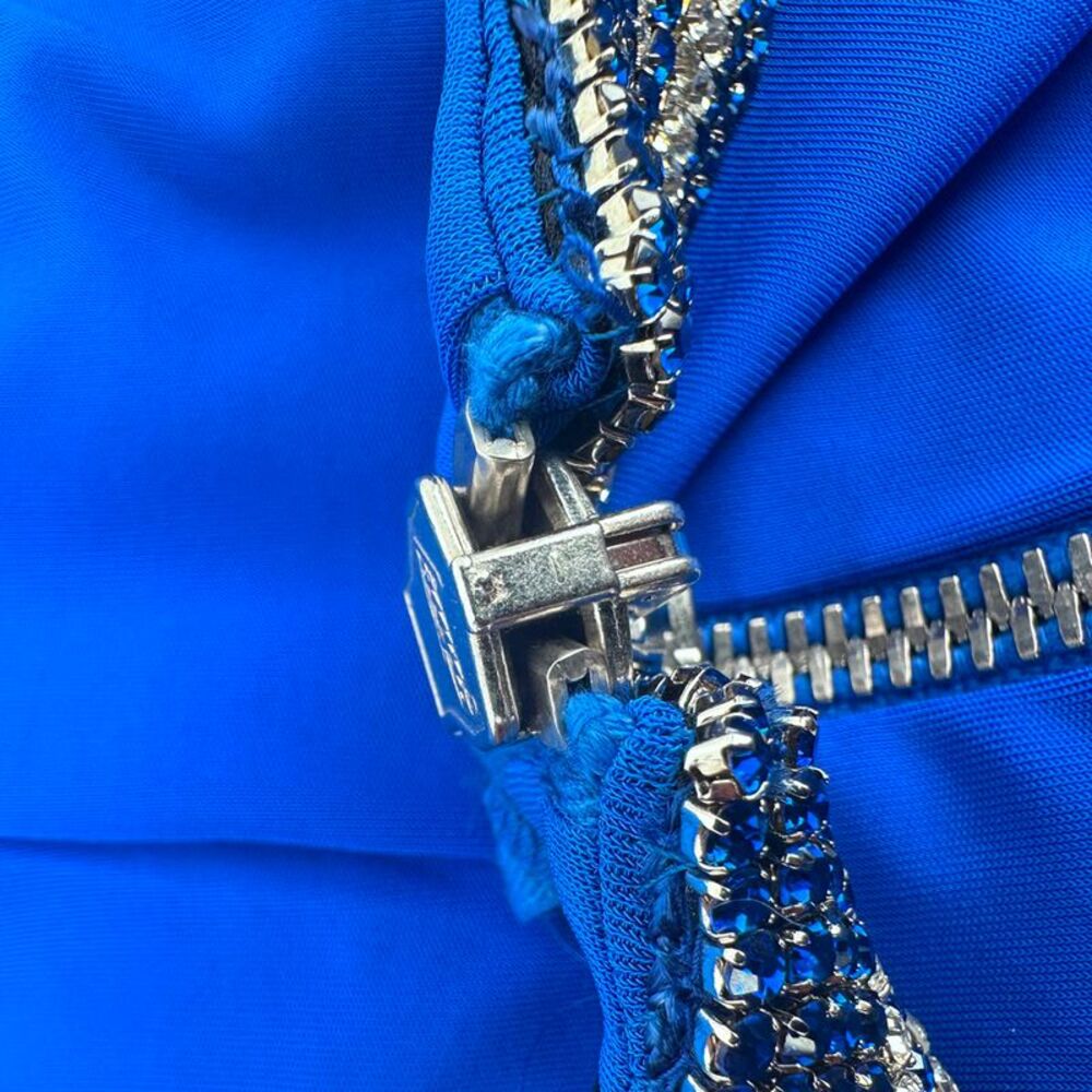 Balmain Crystal-Embellished wrap-Effect Maxi Dress in Blue Viscose - Picture 5 of 9